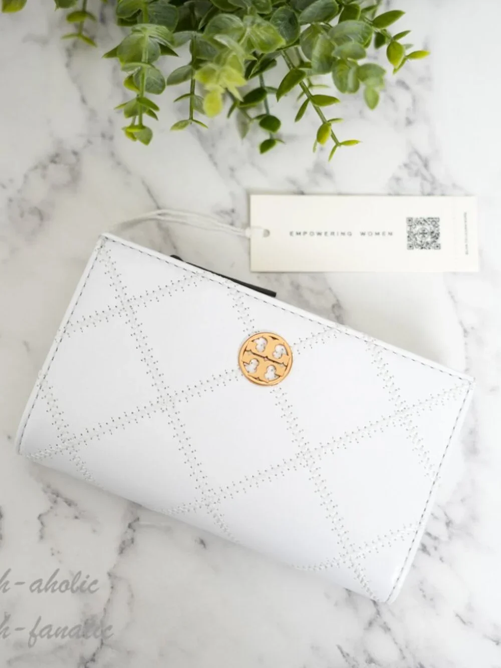 Tory Burch Willa Glazed Medium Wallet Shrunken Goat Leather in Blanc NWT